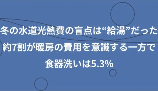 冬の水道光熱費の盲点「給湯」に潜む隠れコストとは？食洗機で賢く節約する新習慣