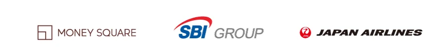 マネースクエア、SBIグループ、日本航空の3社のロゴ