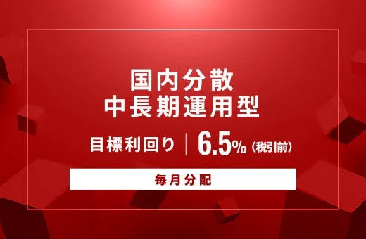国内分散 中長期運用型 目標利回り 6.5%(税引前) 毎月分配