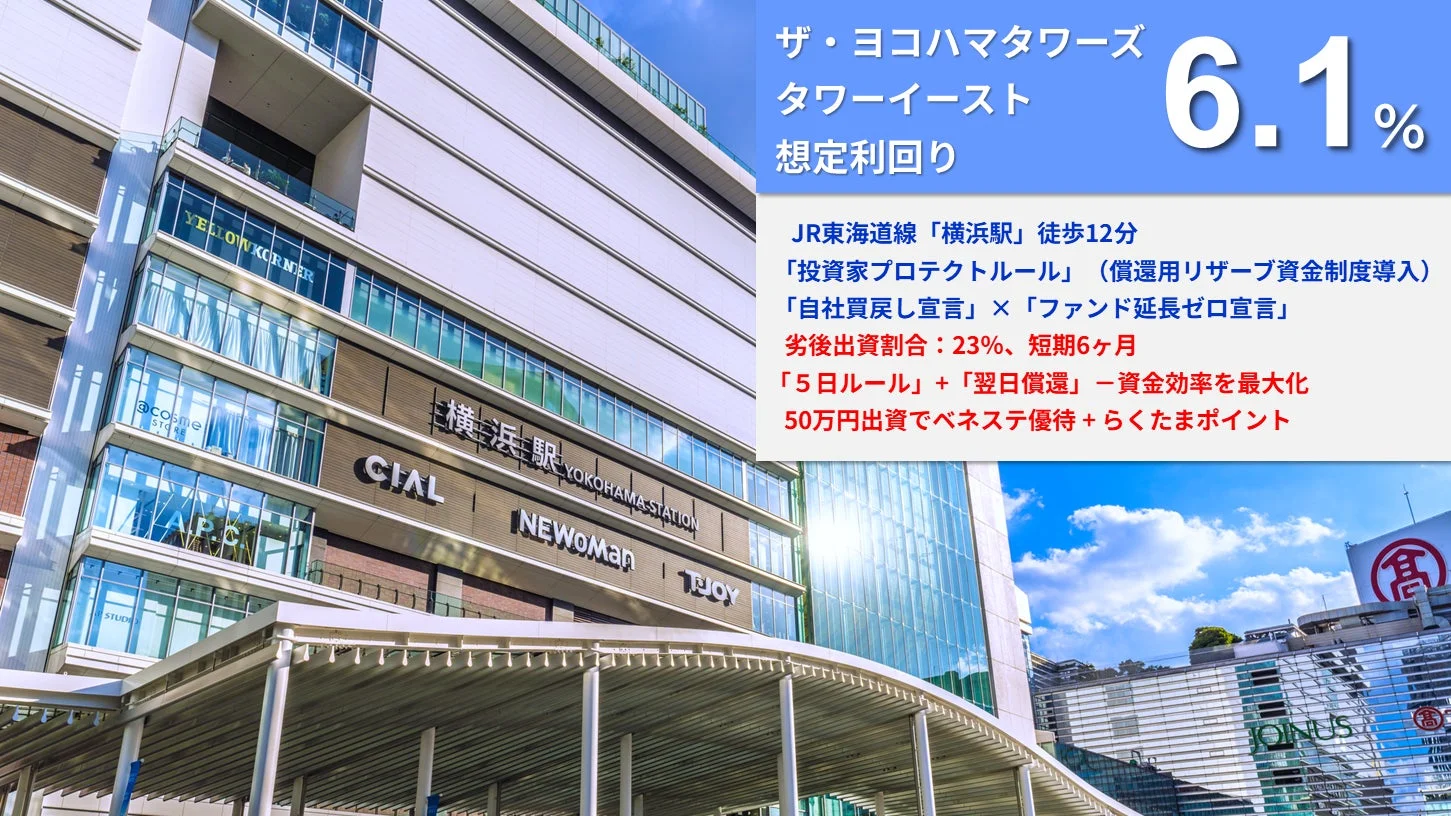 横浜駅周辺の商業施設と高層ビル群の風景、ファンド情報