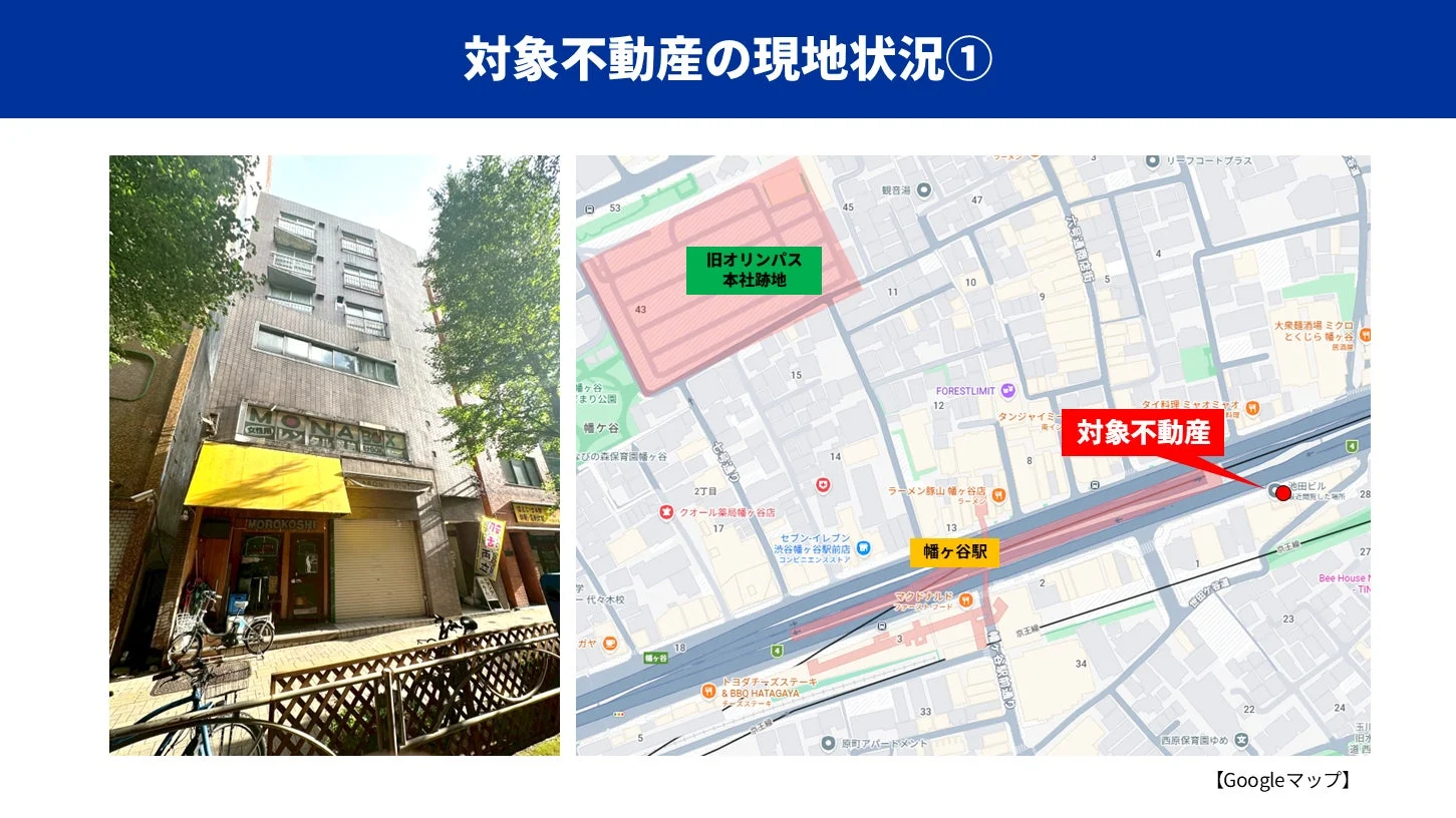 対象不動産の現地状況と地図