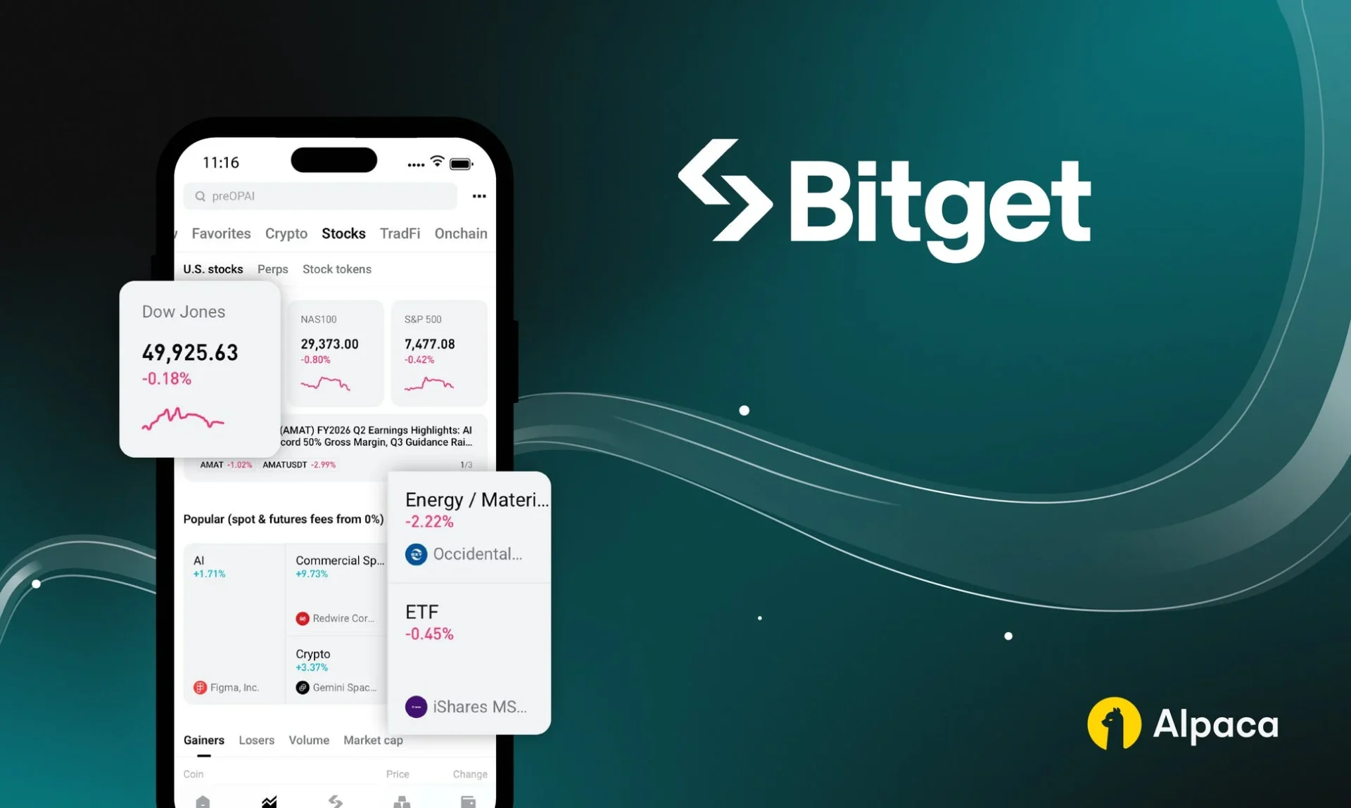 Bitgetの金融取引アプリ画面