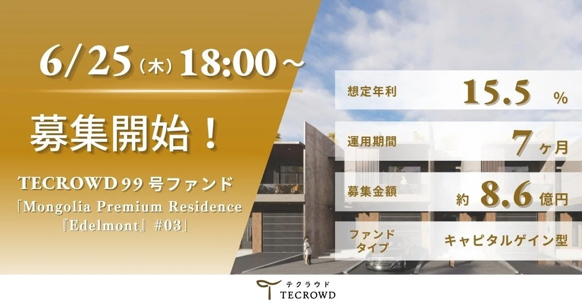 TECROWD 99号ファンドの募集開始を告知する画像