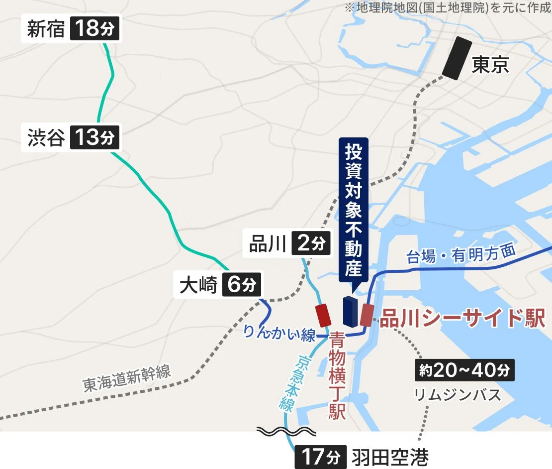 品川シーサイドエリアの交通アクセス図