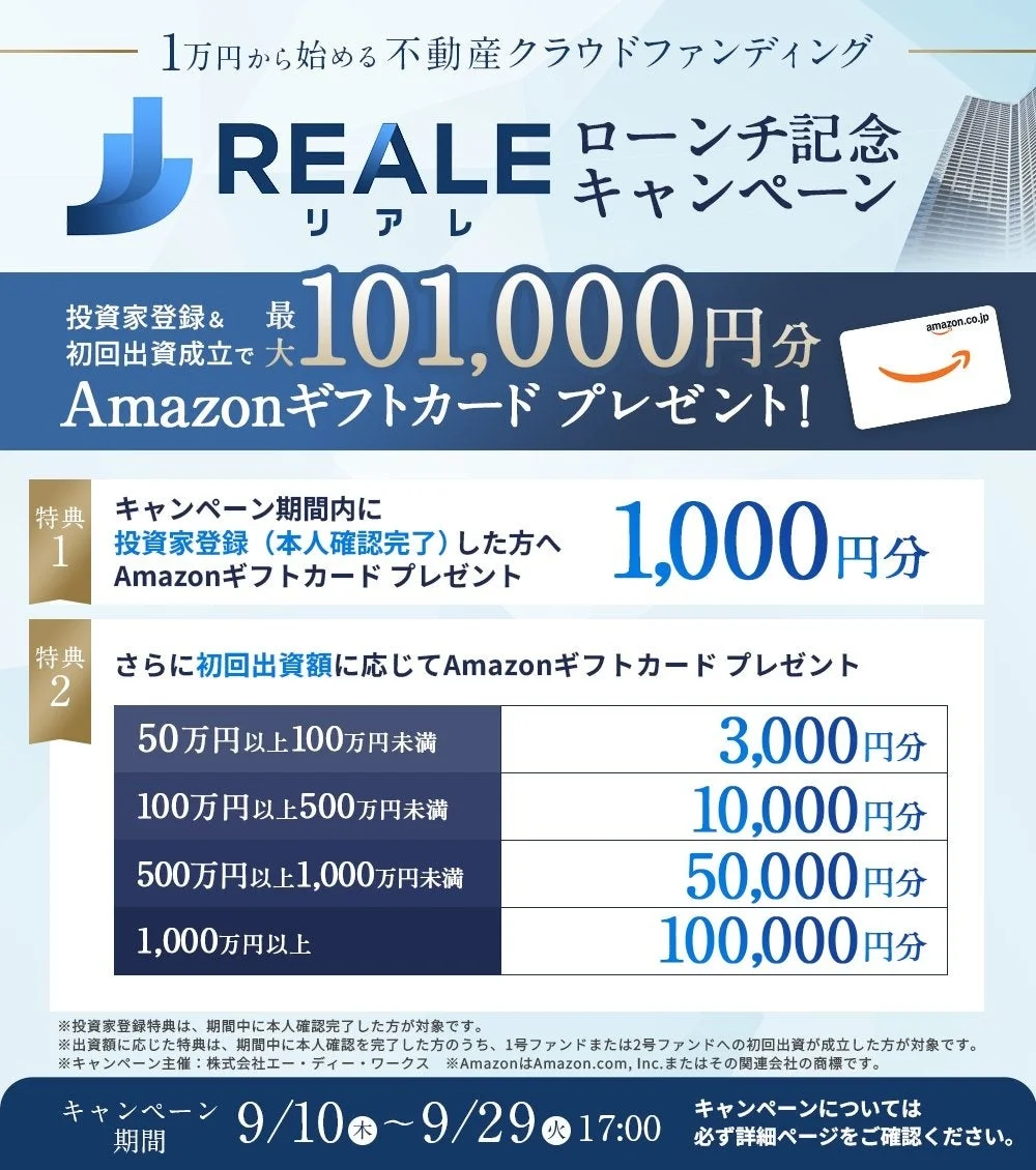 REALEローンチ記念キャンペーンの告知